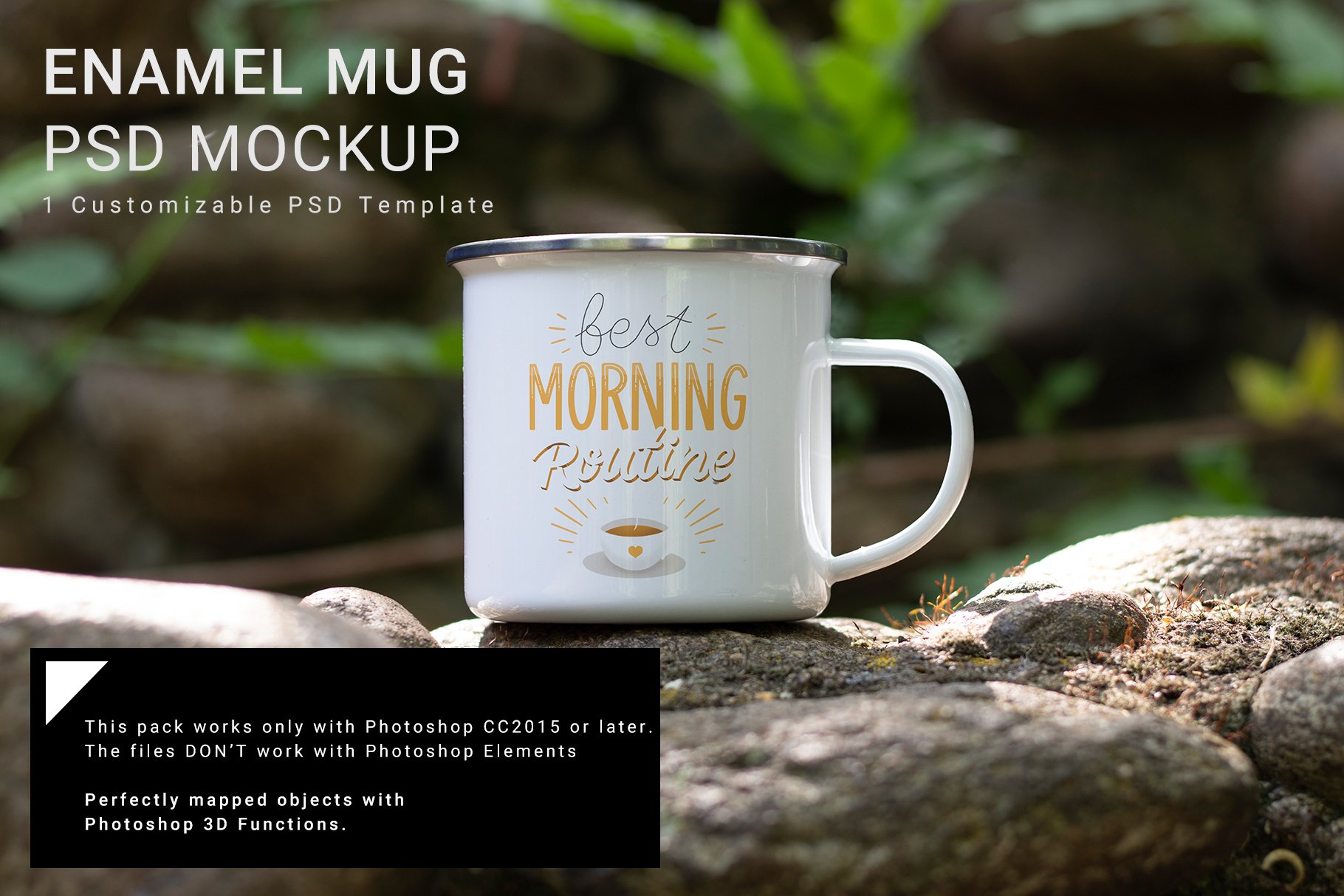 Enamel Mug 3D Mockup cover image.
