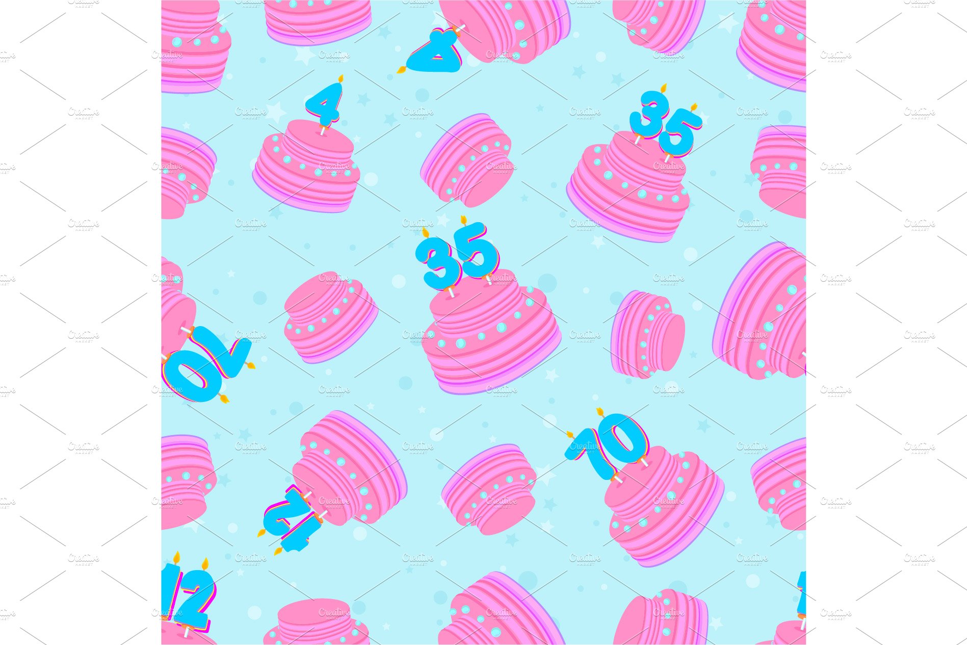 Colour seamless cupcake pattern preview image.