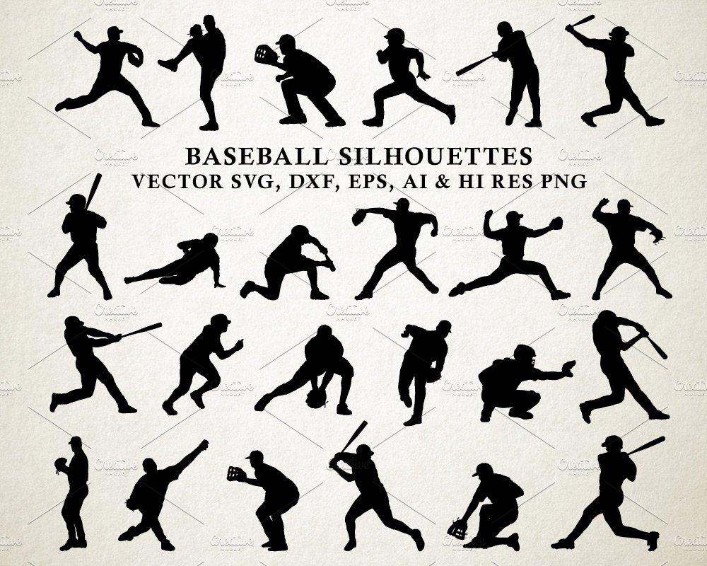 Baseball Silhouettes Vector Pack cover image.
