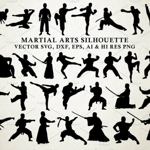 Martial Arts Silhouette Vector Pack cover image.