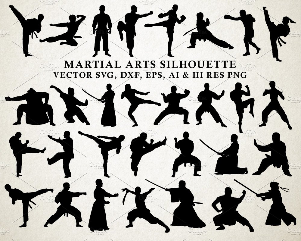 Martial Arts Silhouette Vector Pack cover image.
