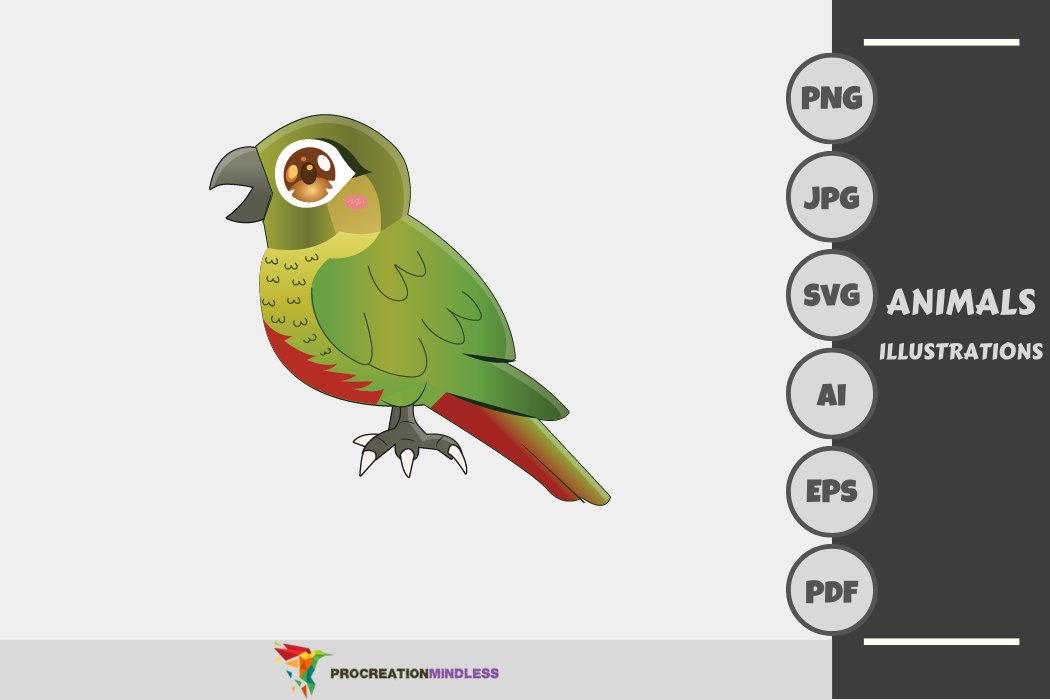 Green Parakeet illustration cover image.
