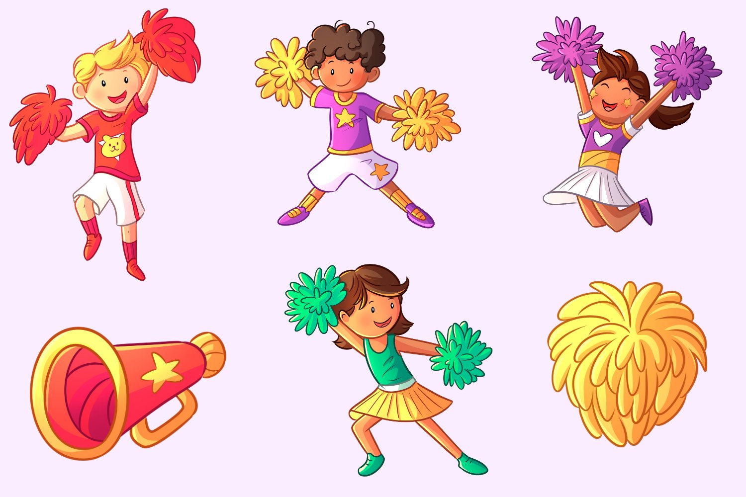 Cheerleader Kids Clip Art Collection preview image.