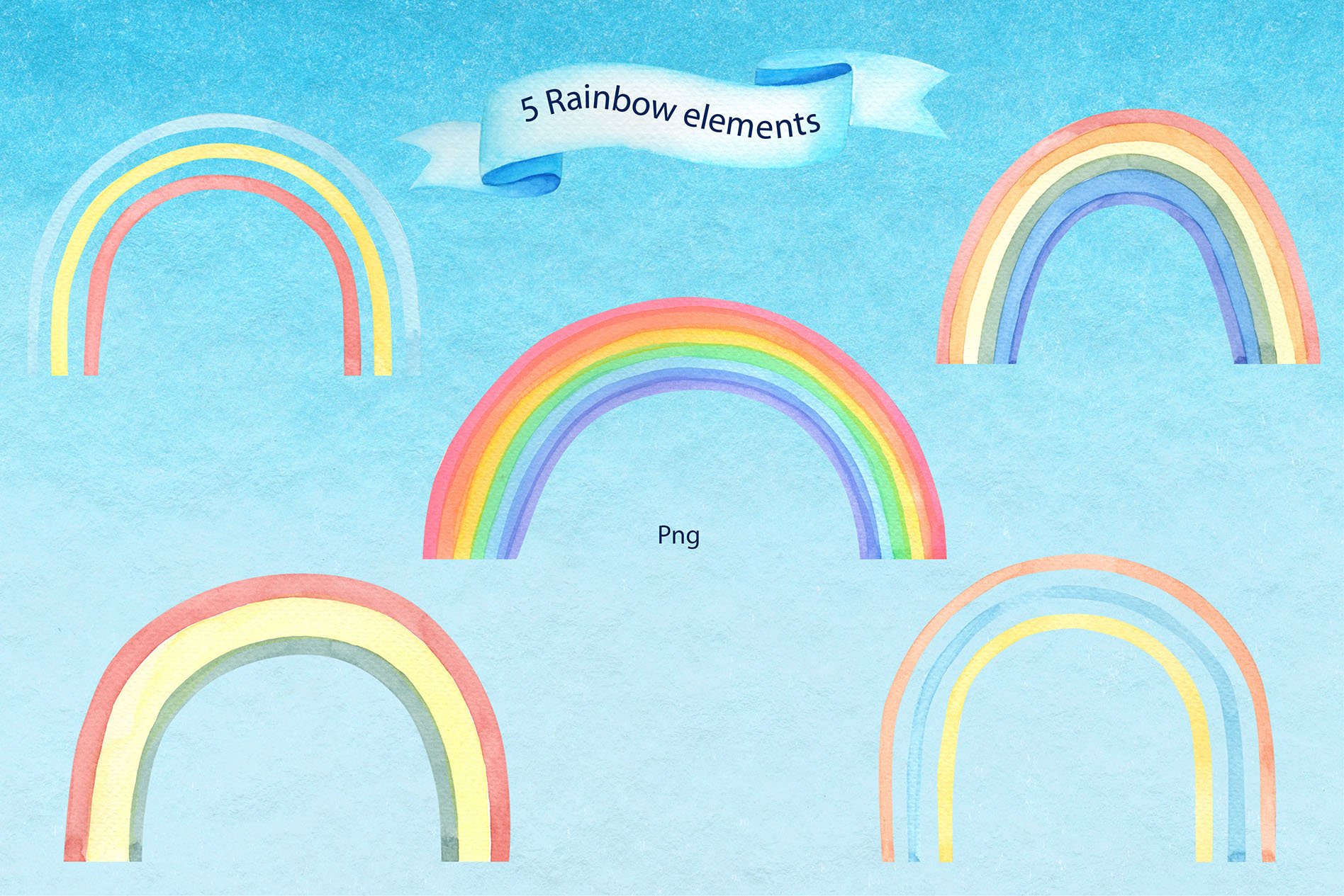 Cute Rainbow.Watercolor preview image.