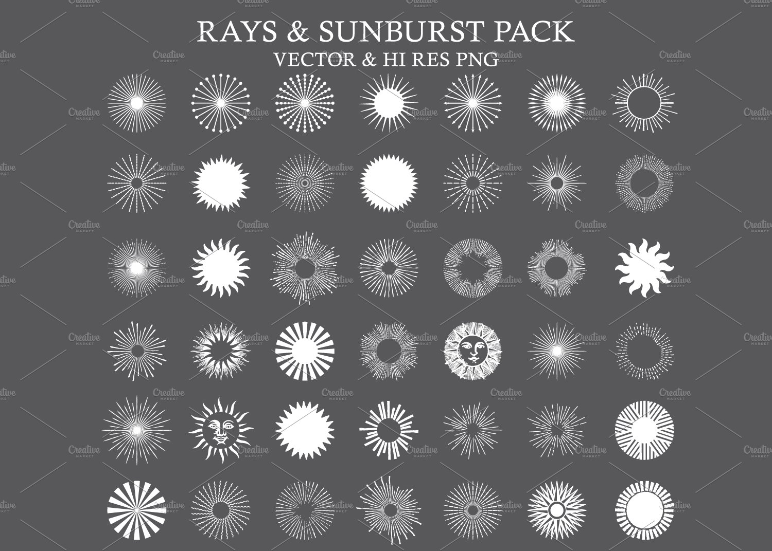 Light Rays & Sunburst Vector Pack preview image.