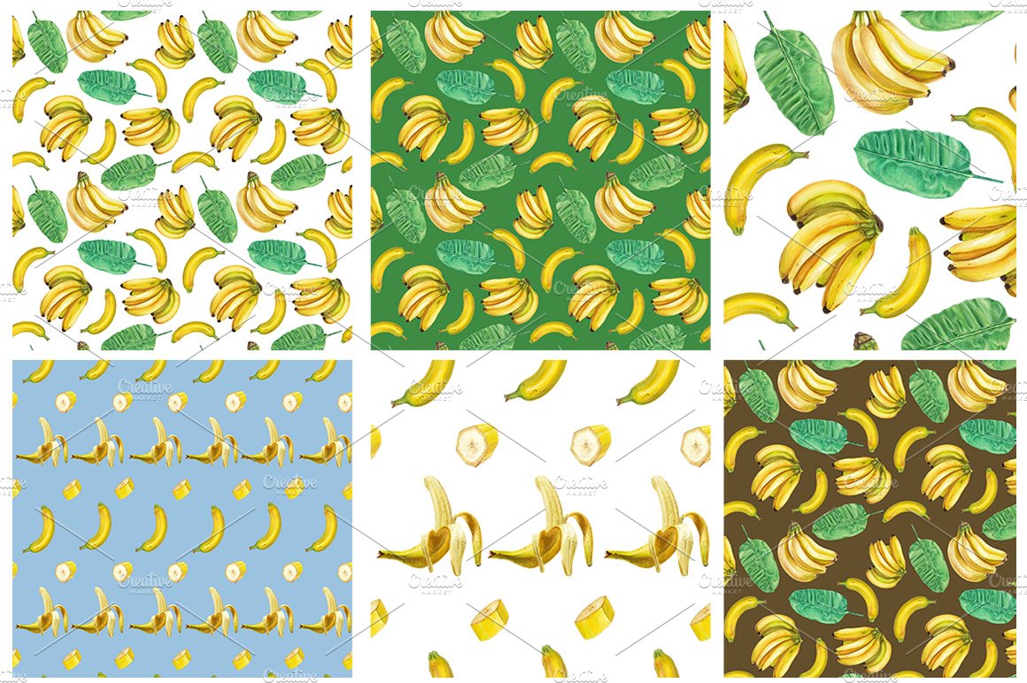 Watercolor banana set preview image.