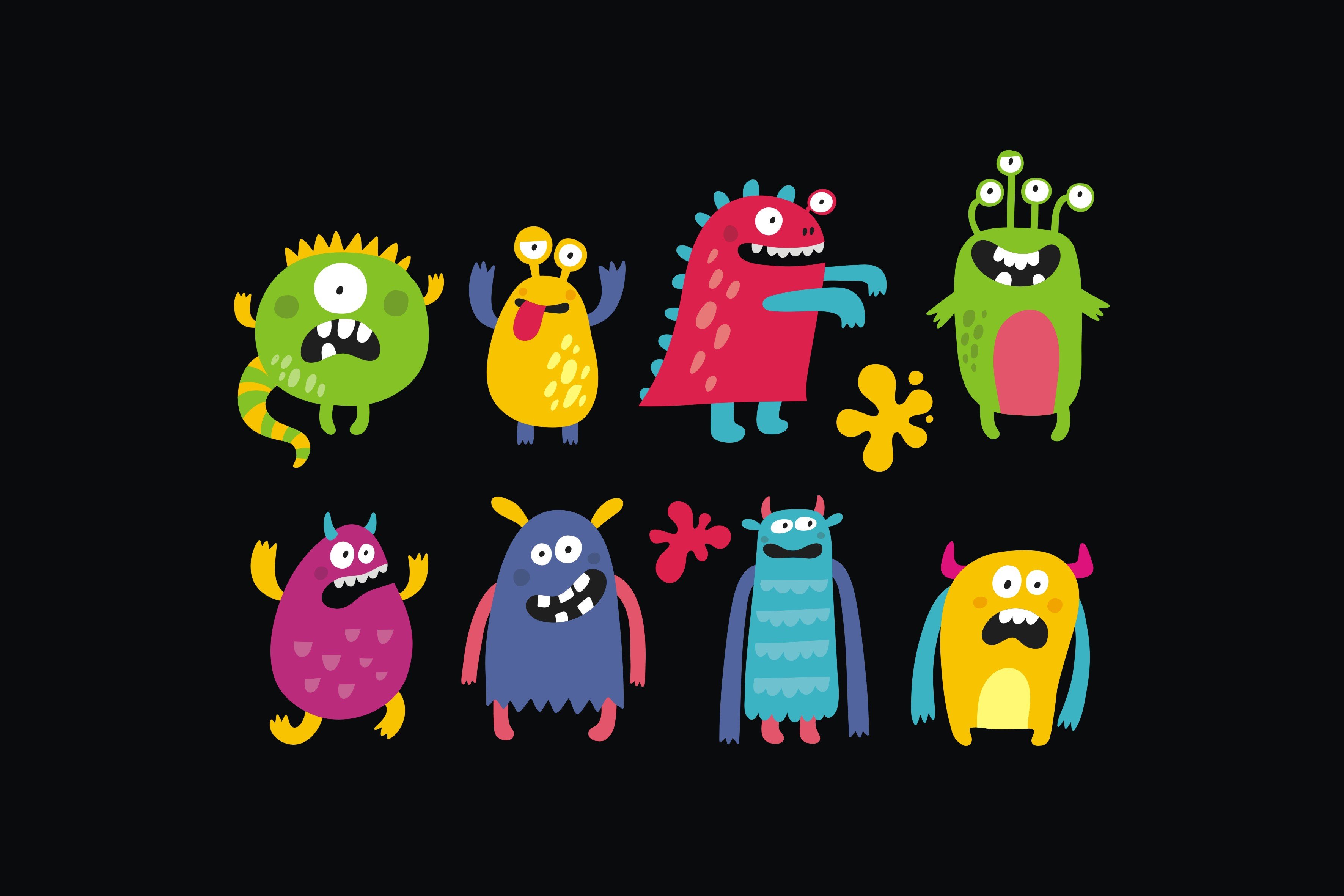 Cute vector monster preview image.