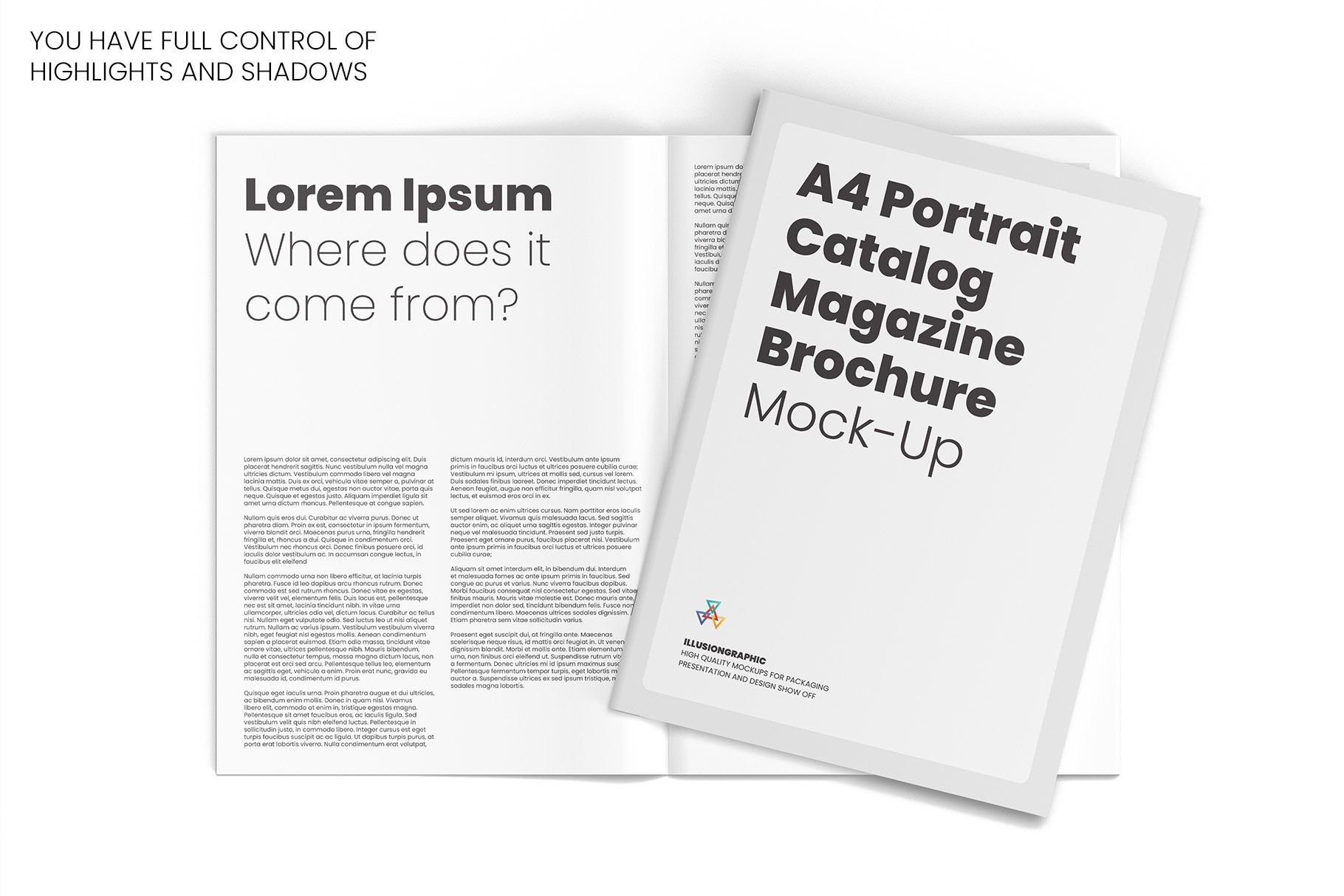 A4 Portrait Magazine Brochure Mockup preview image.