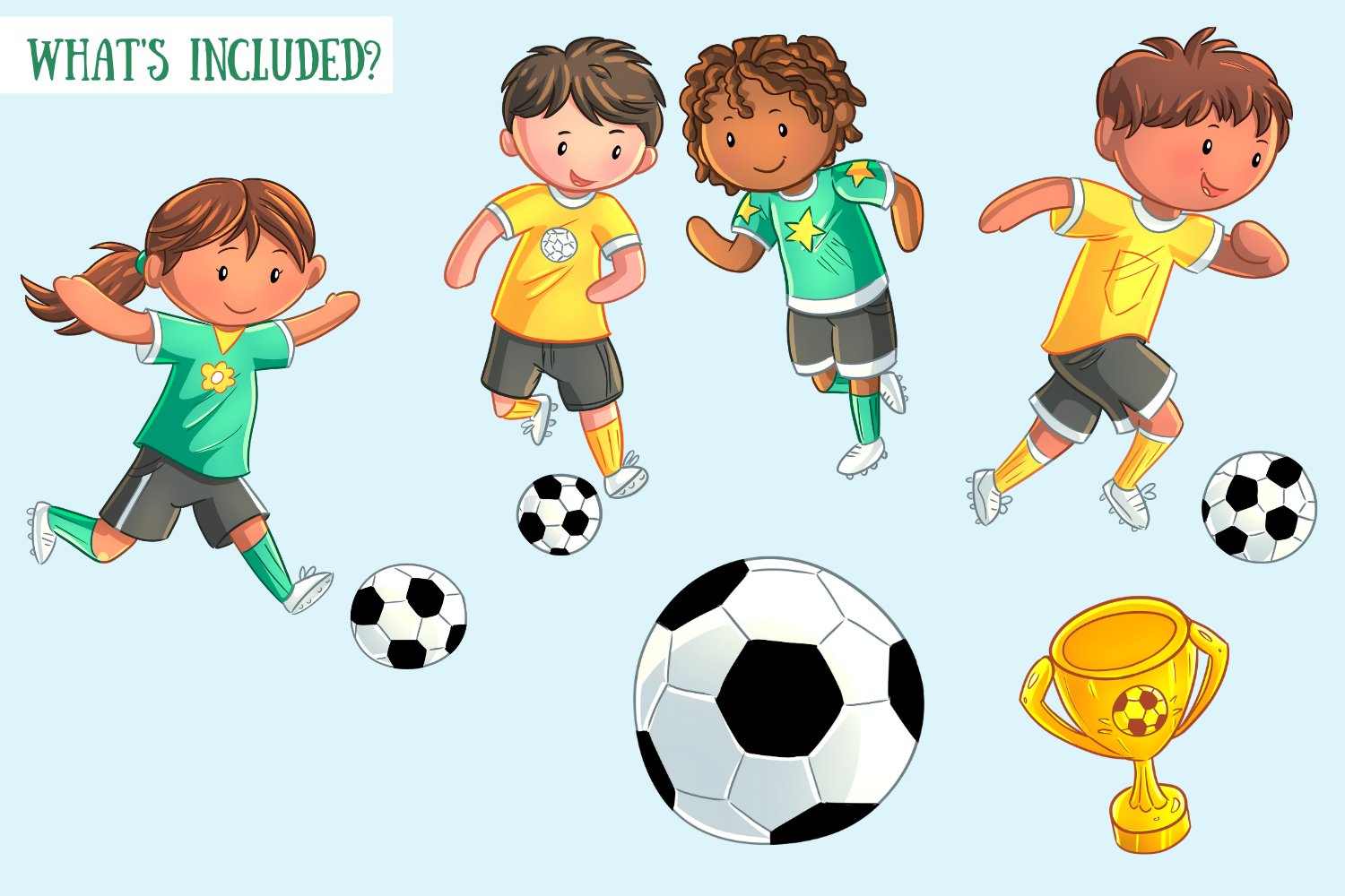 Cute Kids Playing Soccer preview image.