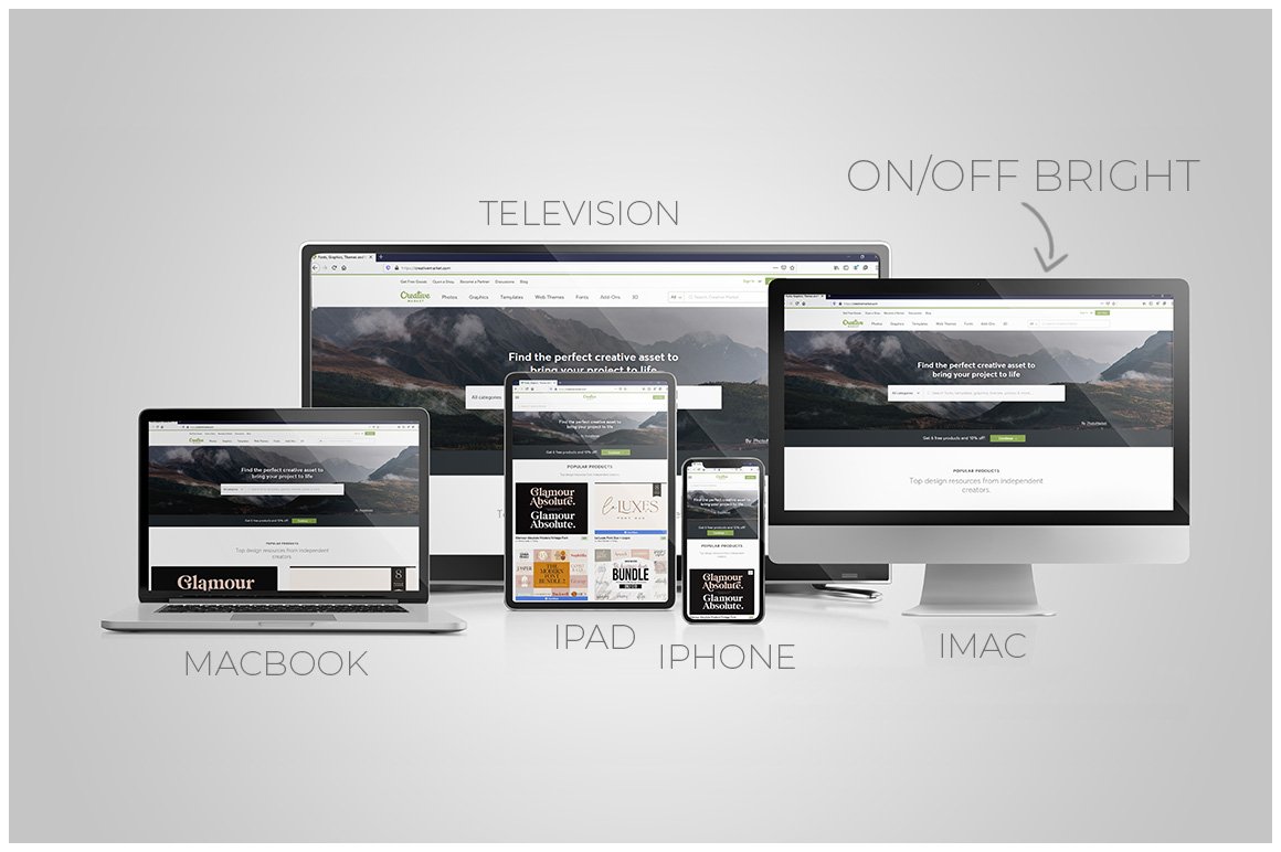 Responsive web mockups preview image.