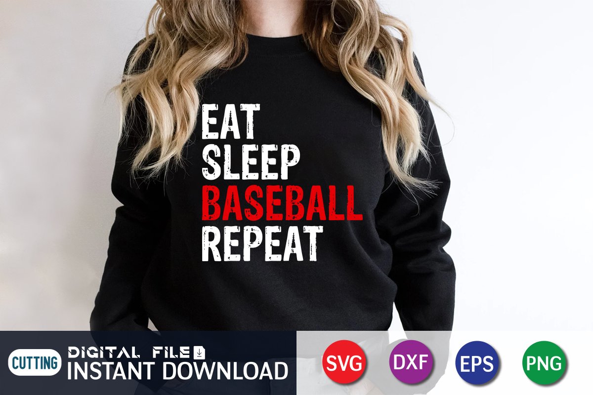 Eat Sleep Baseball Repeat SVG preview image.