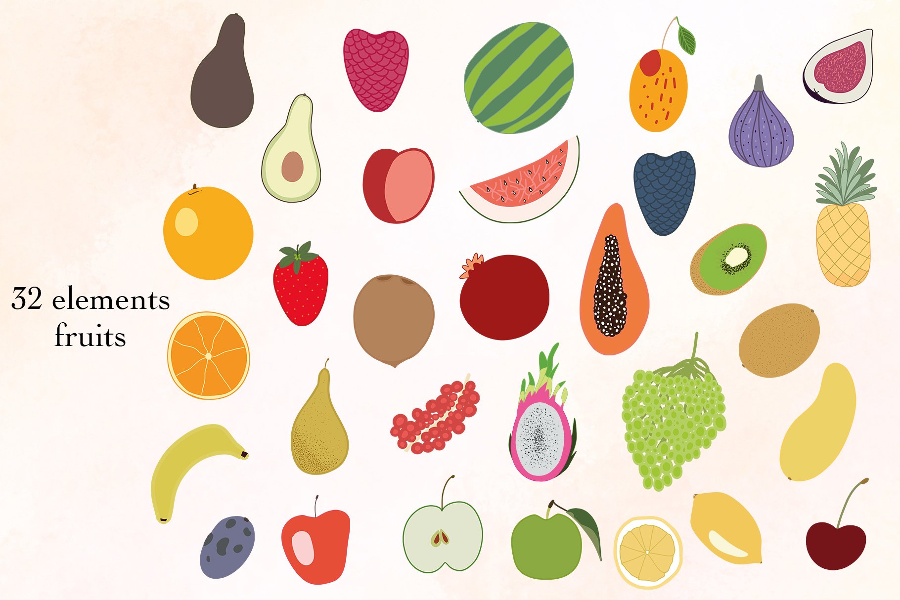 Fruit & Vegetables clipart Vector preview image.