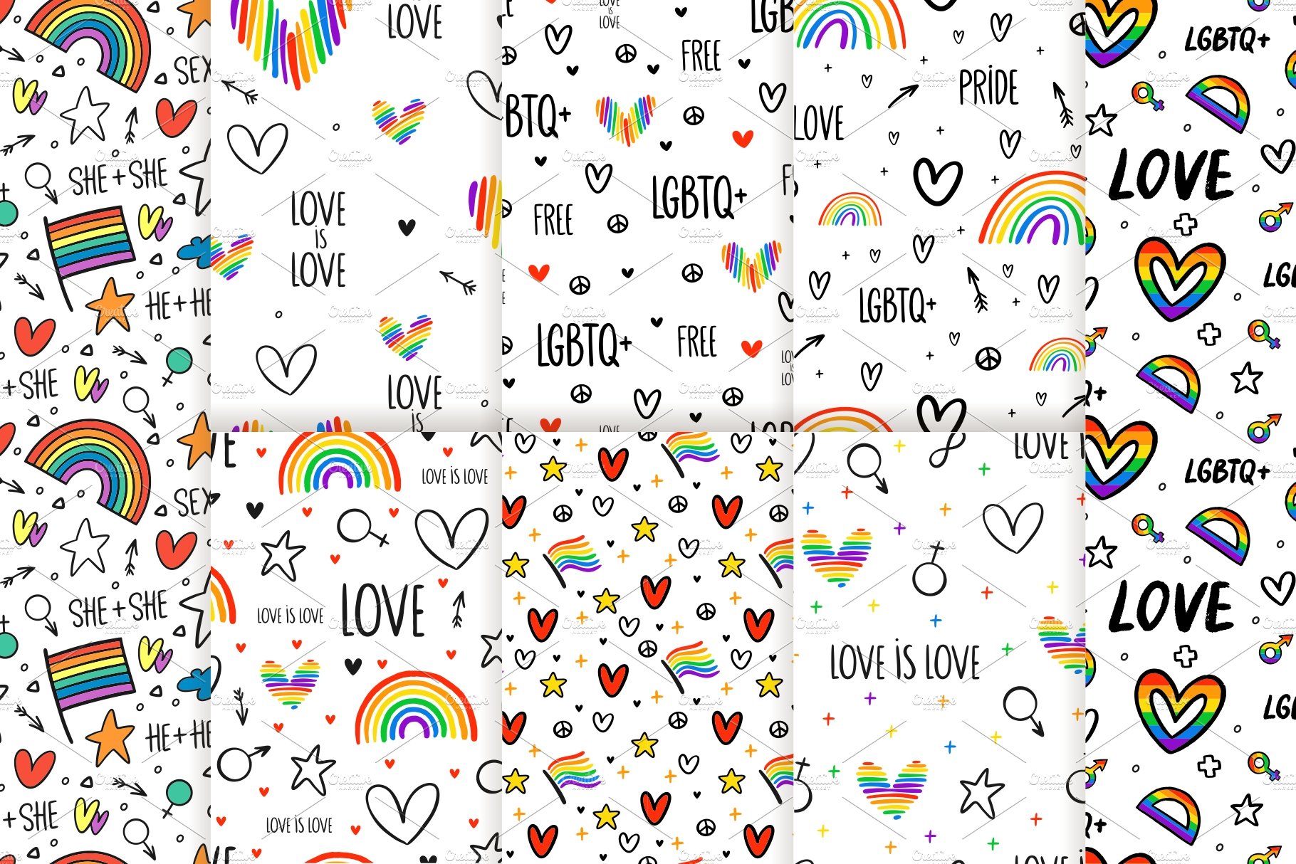 8 LGBTQ+ Never Ending Patterns preview image.