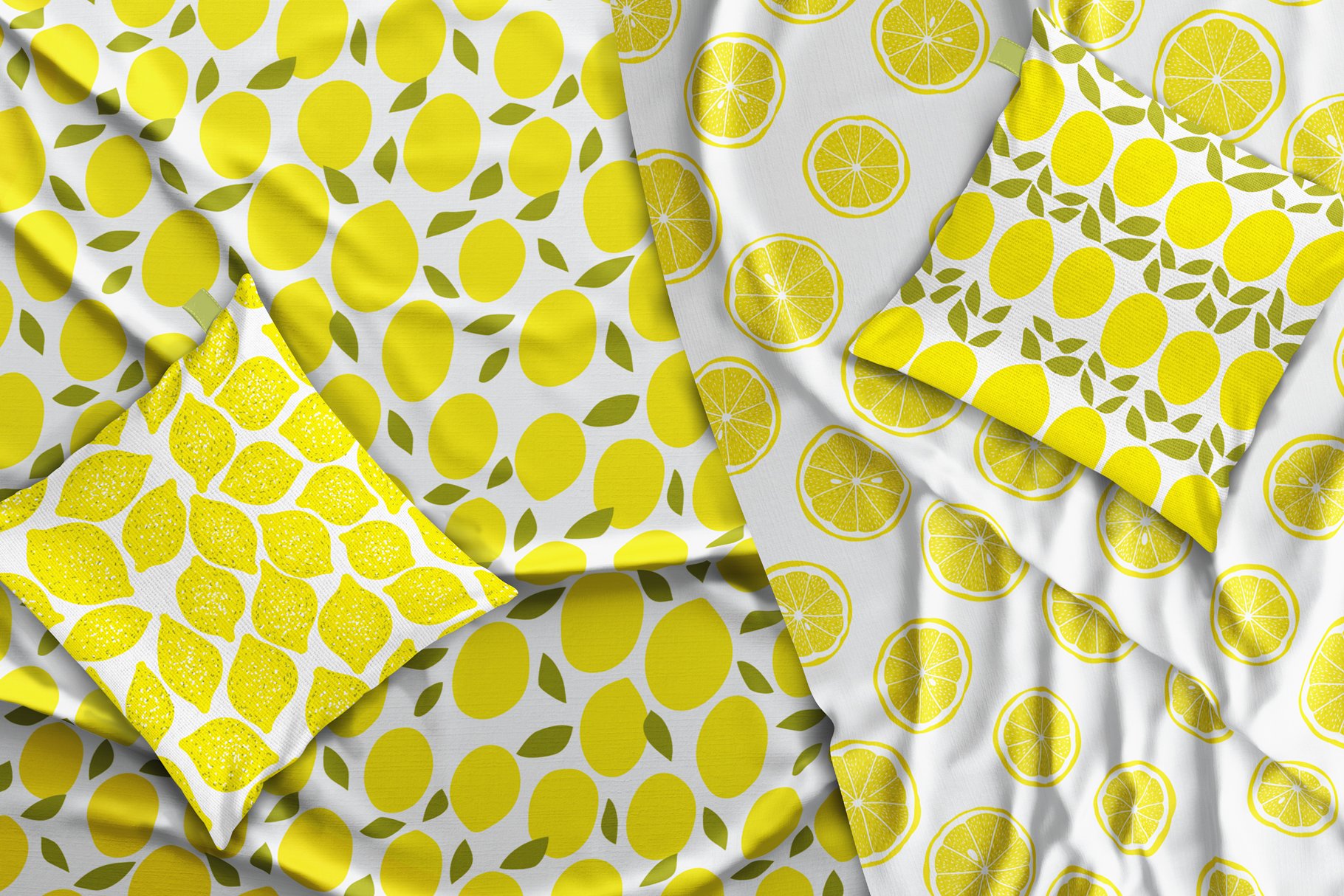 Lemons, 6 seamless patterns preview image.