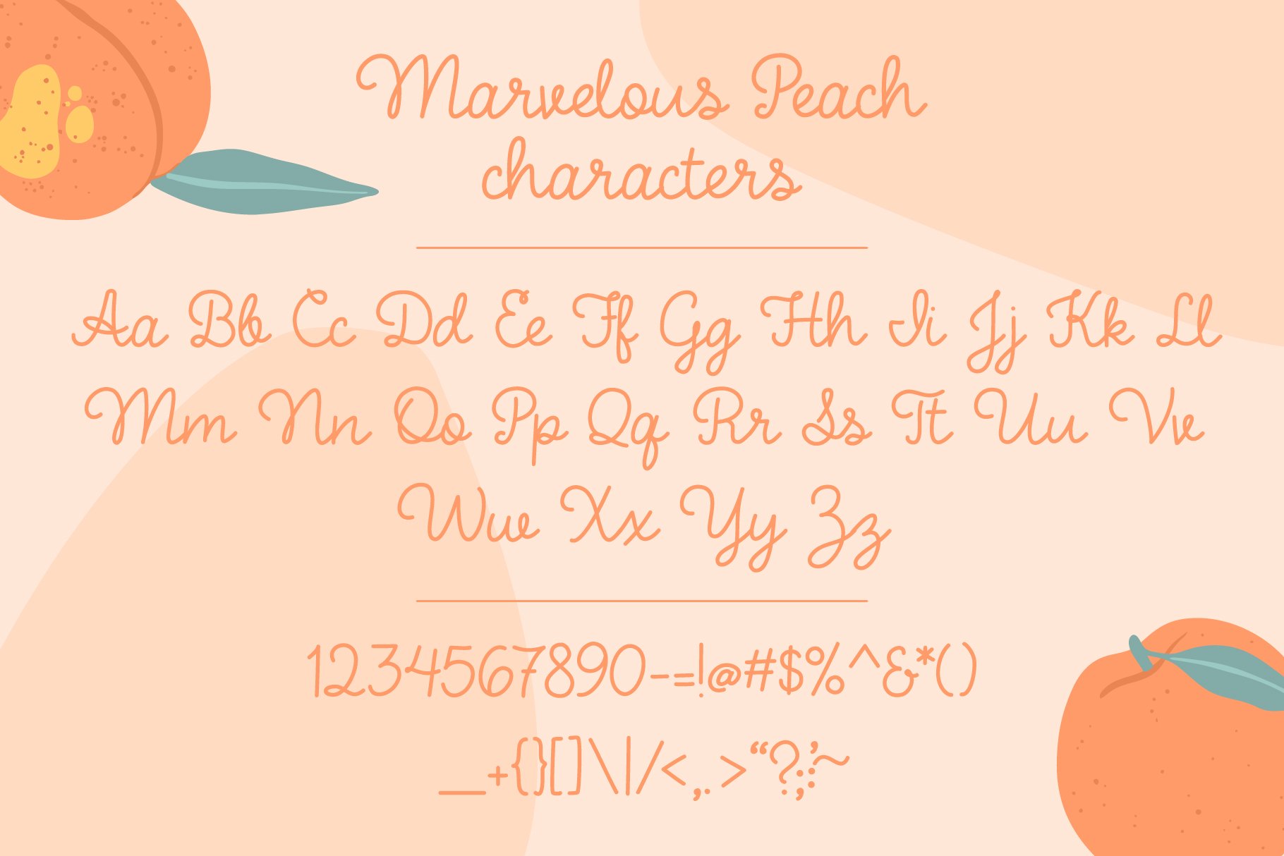 Marvelous Peach | handwritten font preview image.