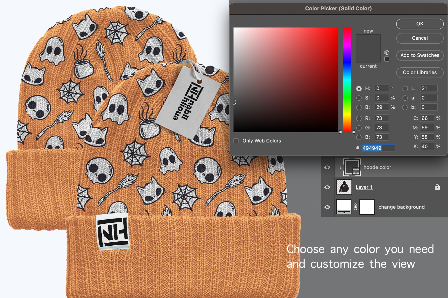 BEANIE HAT WASHED TEAL PSD Mockup preview image.
