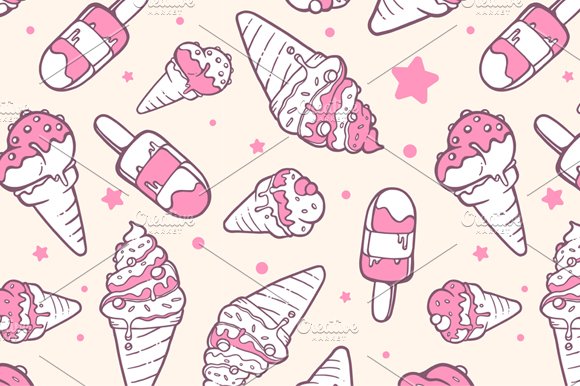 Set of patterns with ice creams preview image.