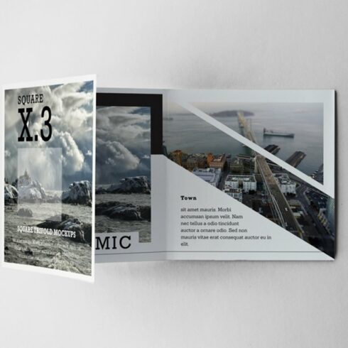 Trifold Square Brochure Mockups cover image.