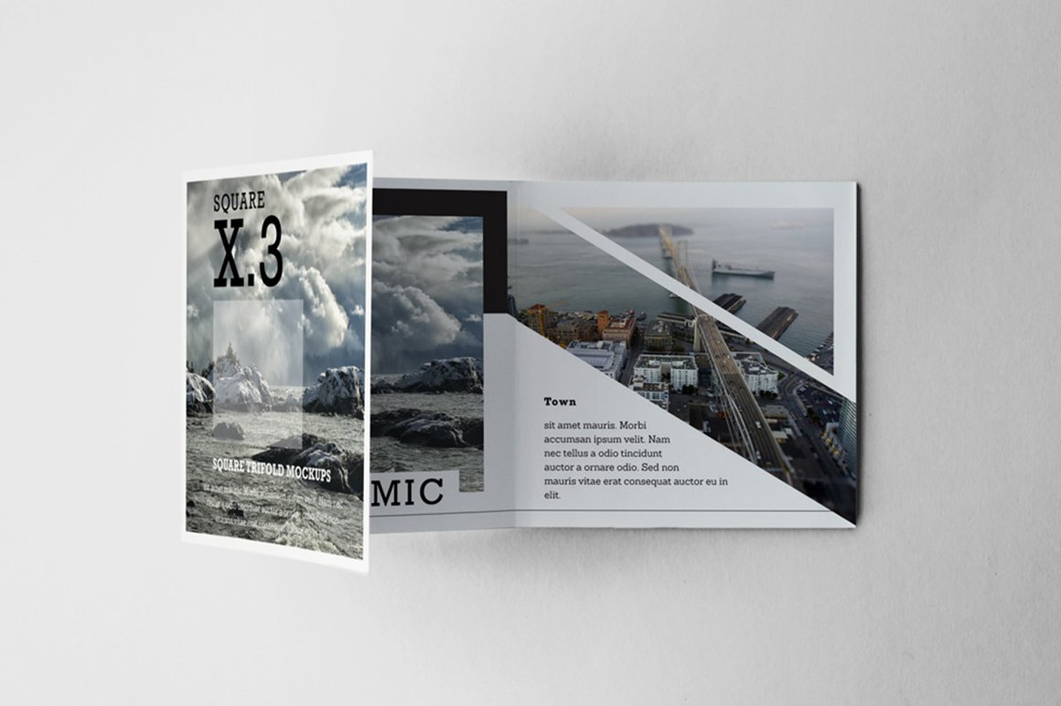 Trifold Square Brochure Mockups cover image.