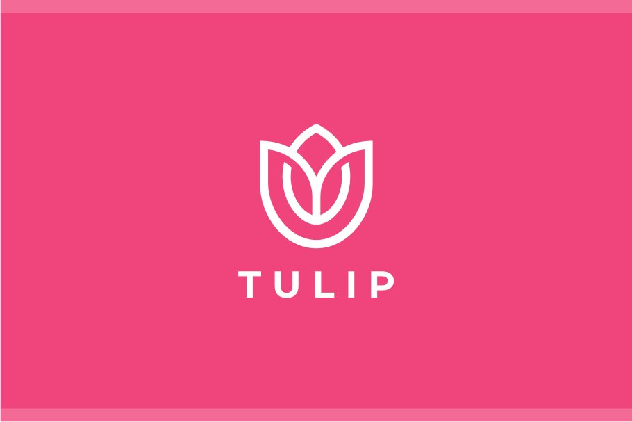 Tulip flower logo template preview image.