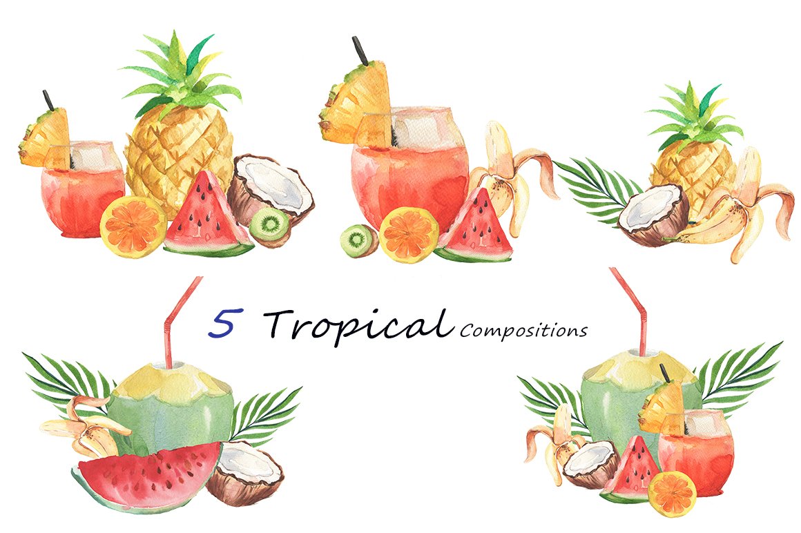 Tropical Watercolor Set preview image.