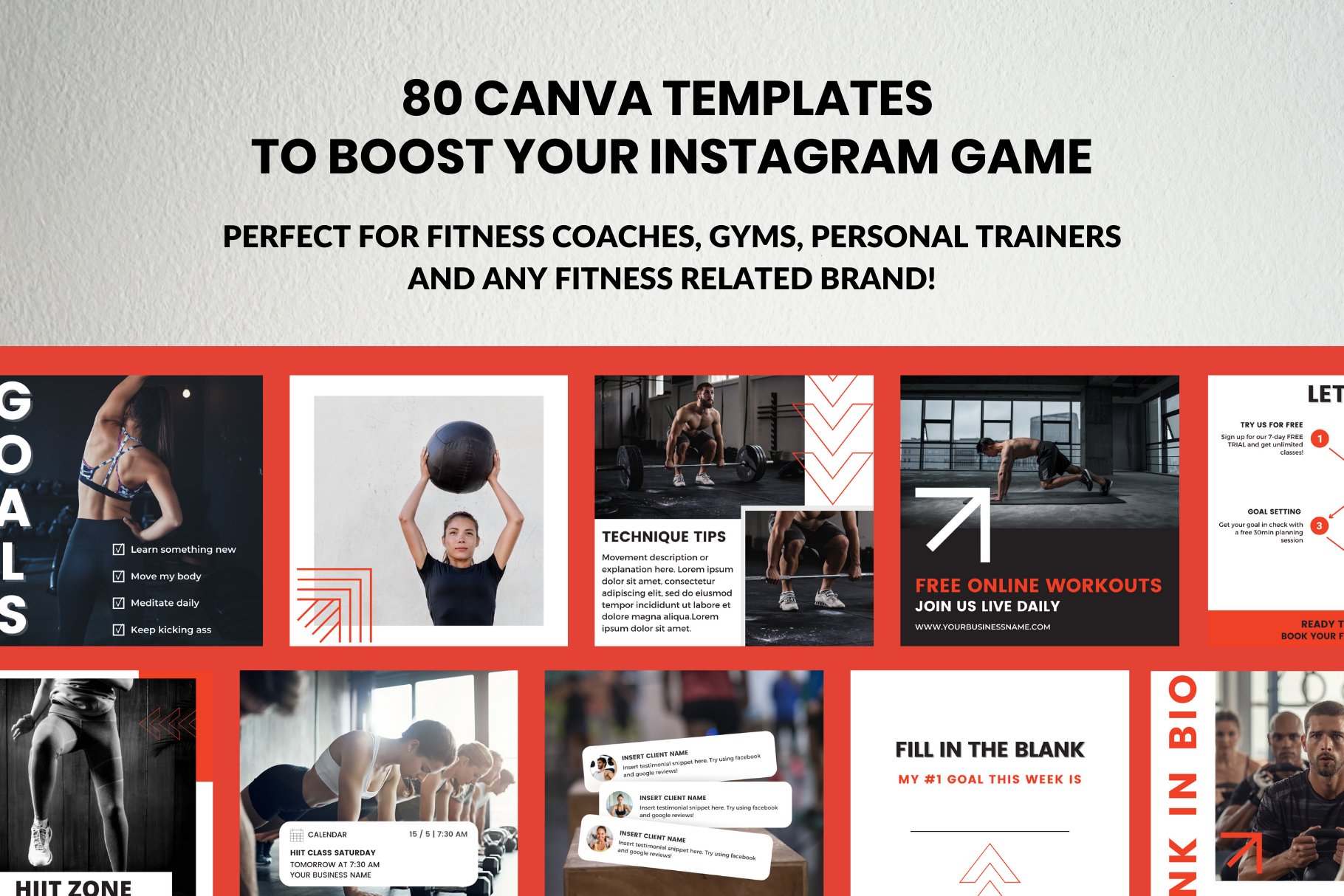Fitness Canva Instagram Template preview image.