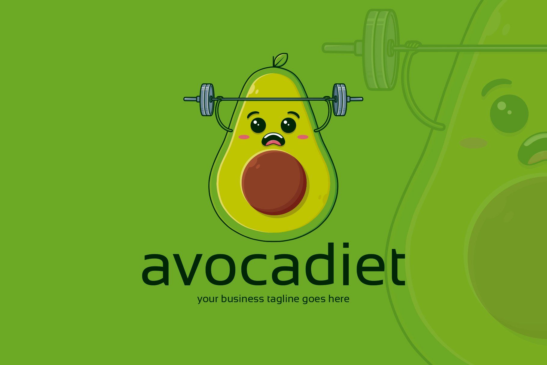 Healthy Avocado Gym Logo Template preview image.