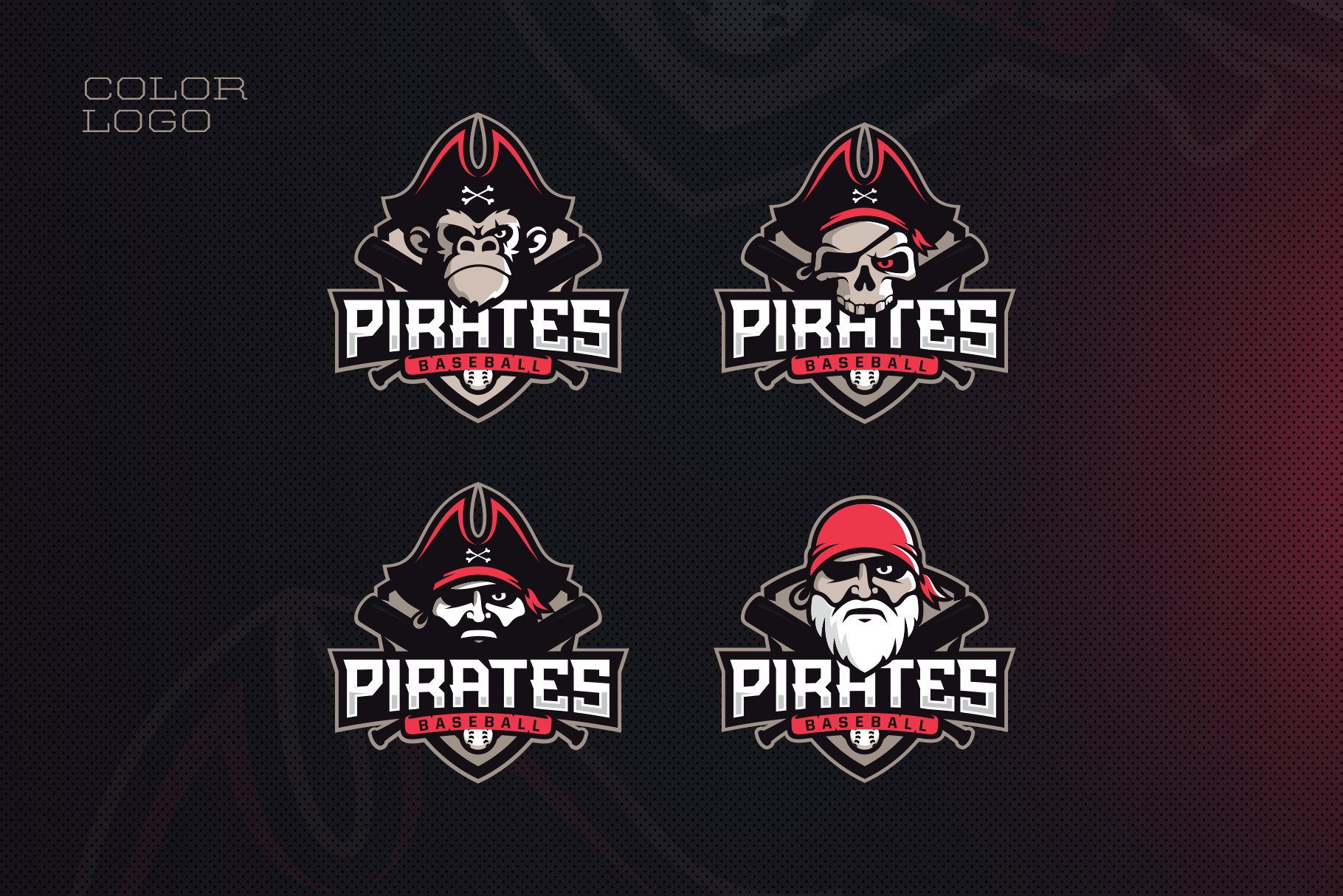 4 Logos With Pirates + Typeface preview image.