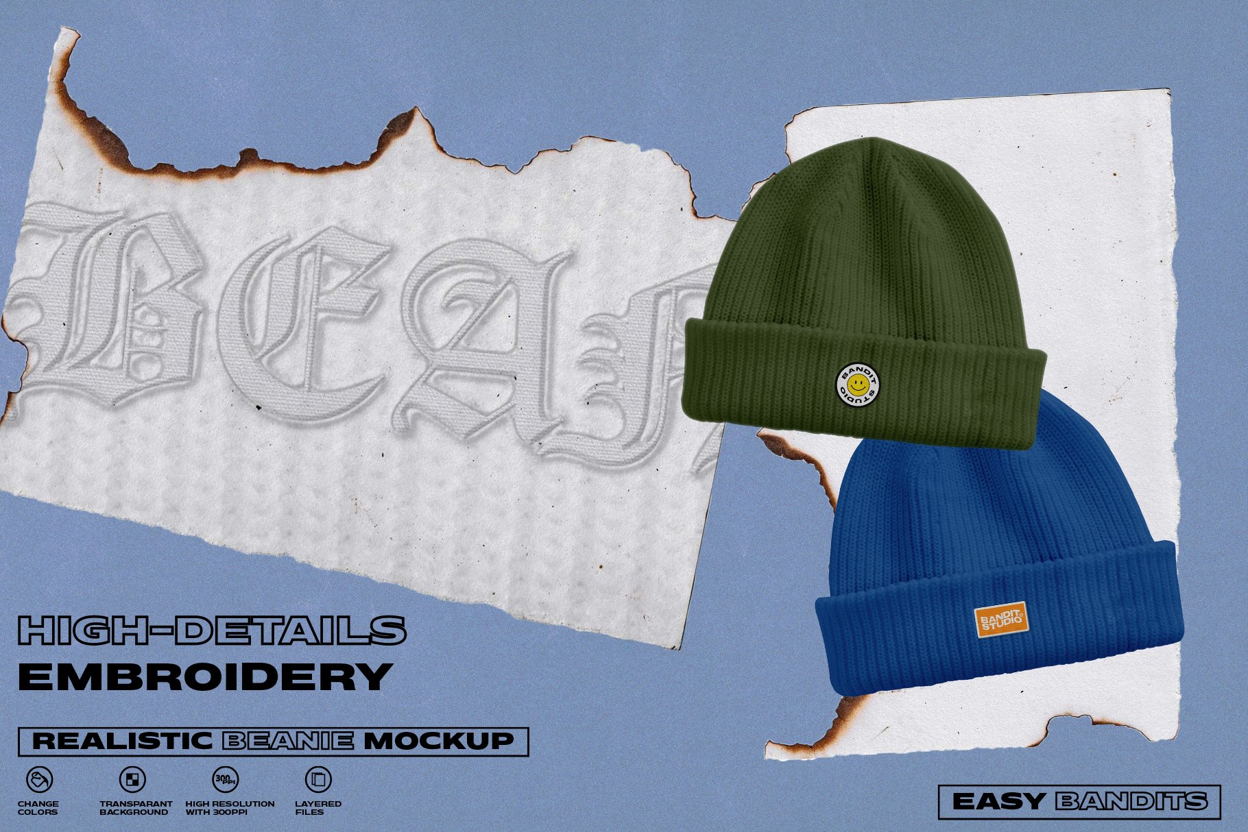 Realistic Beanie Mockup preview image.