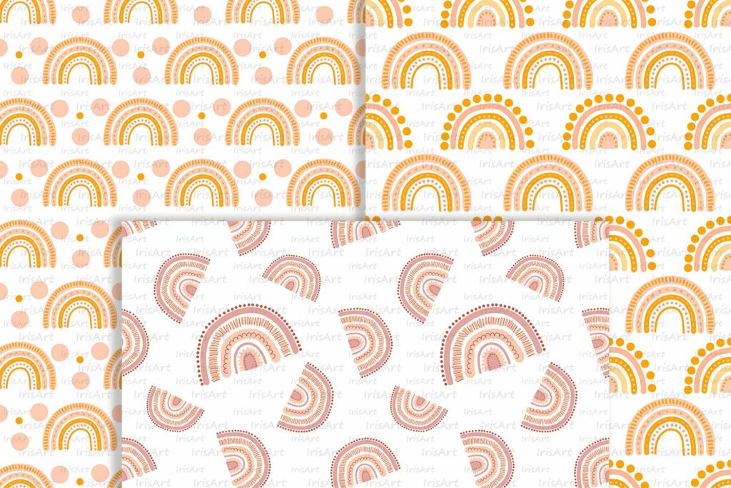 Boho Rainbow Clipart & Patterns – MasterBundles