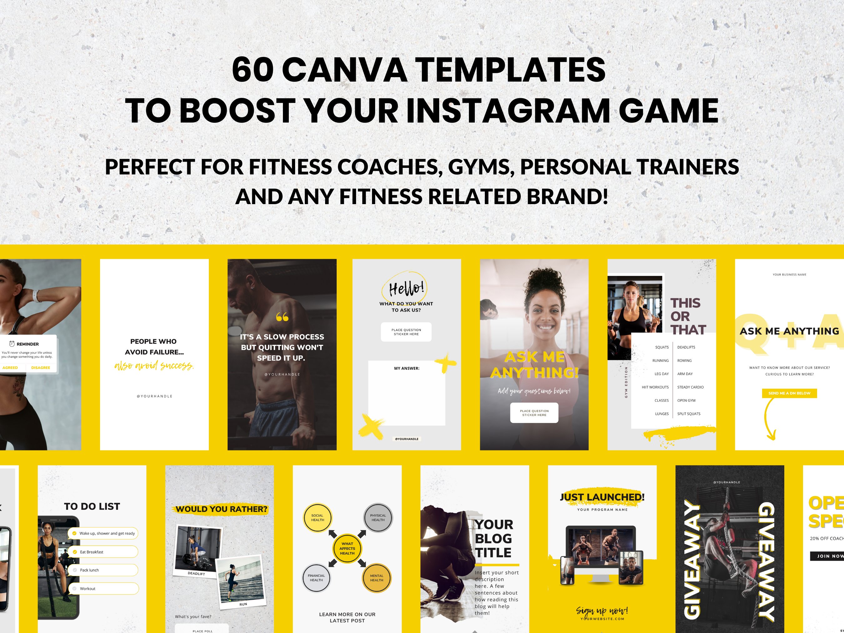Fitness Instagram Canva Template preview image.