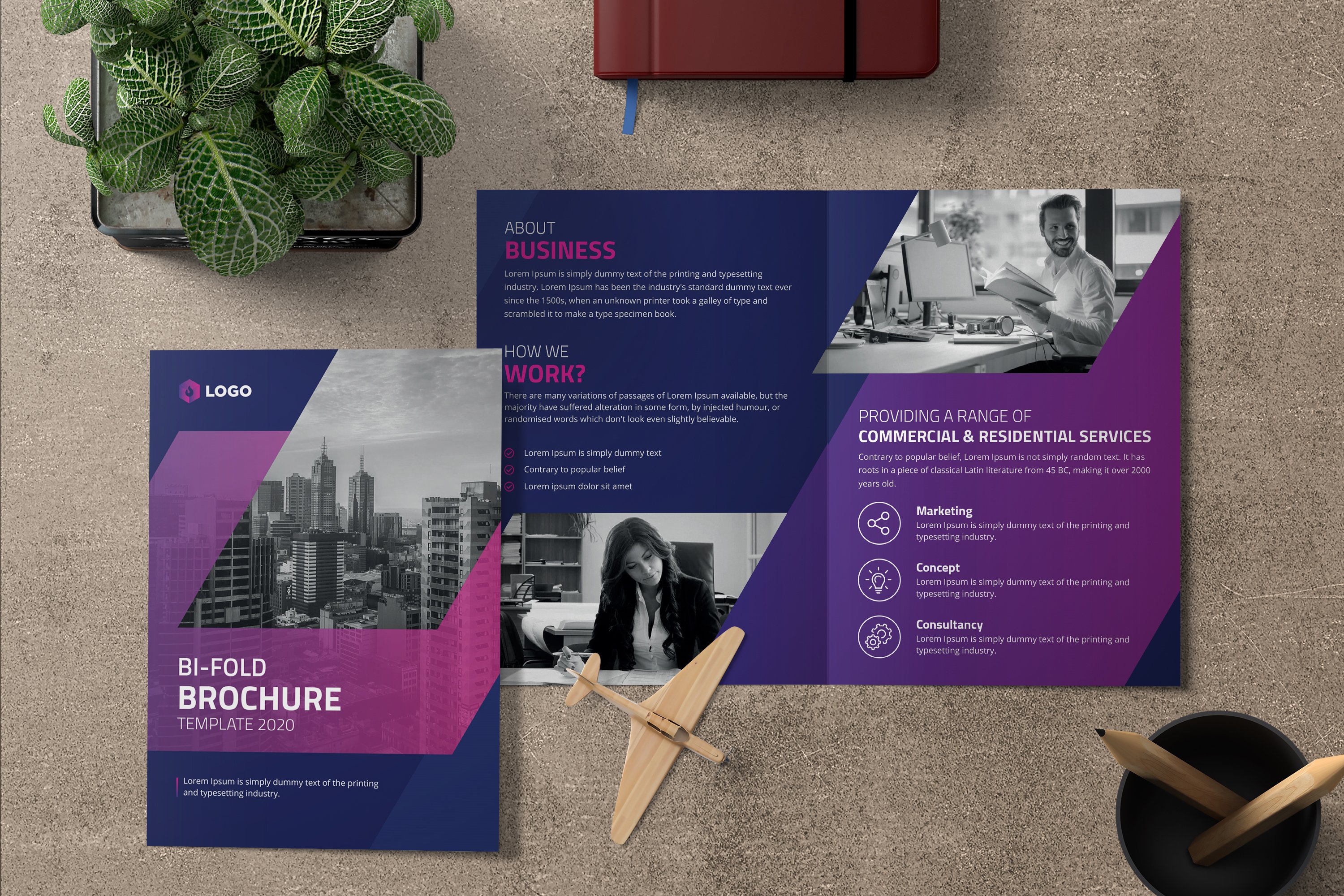 Creative Bifold Brochure Template preview image.