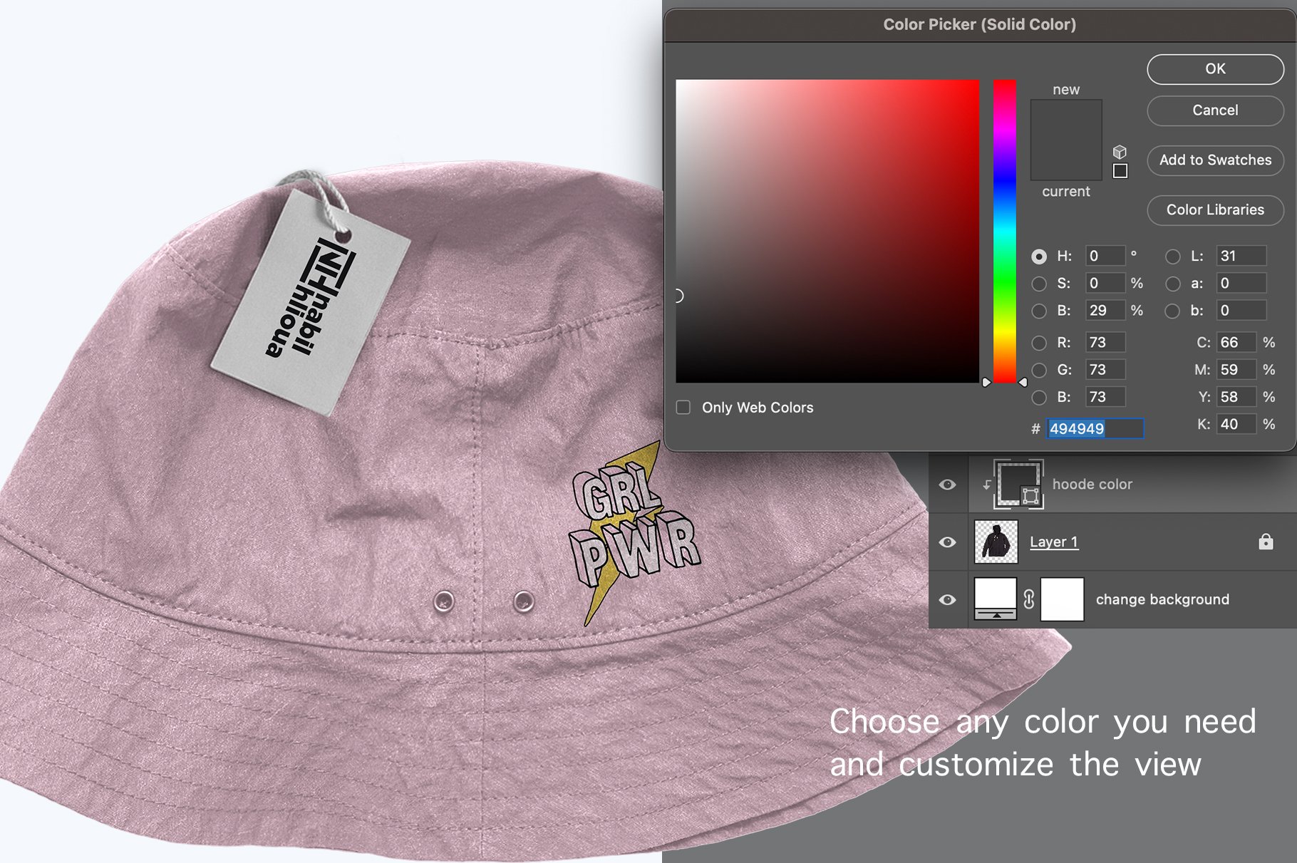 REALISTIC BUCKET HAT PSD Mockup preview image.