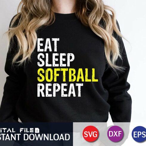 Eat Sleep Softball Repeat SVG cover image.