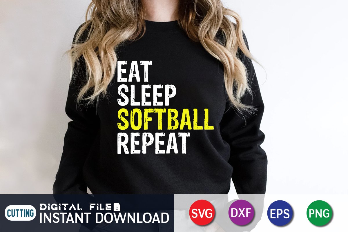 Eat Sleep Softball Repeat SVG cover image.