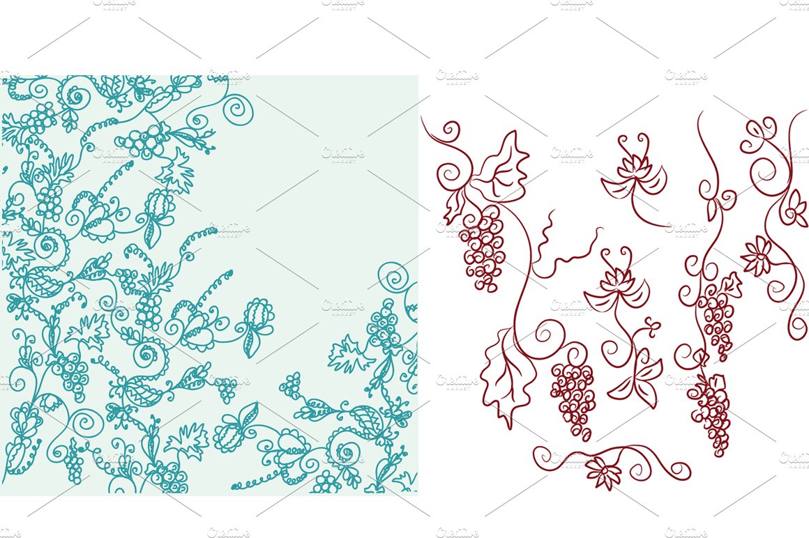 Grape and wine illustrations vectors preview image.