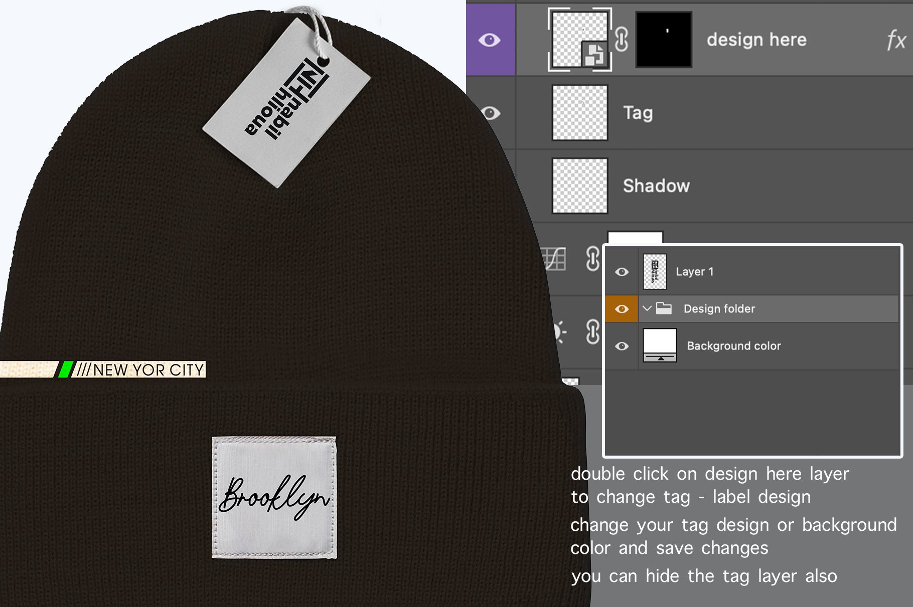 back and front beanie PSD Mockup preview image.