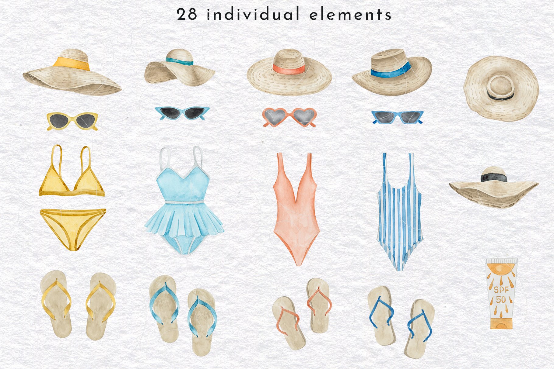 Watercolor Beach Fashion Clipart preview image.