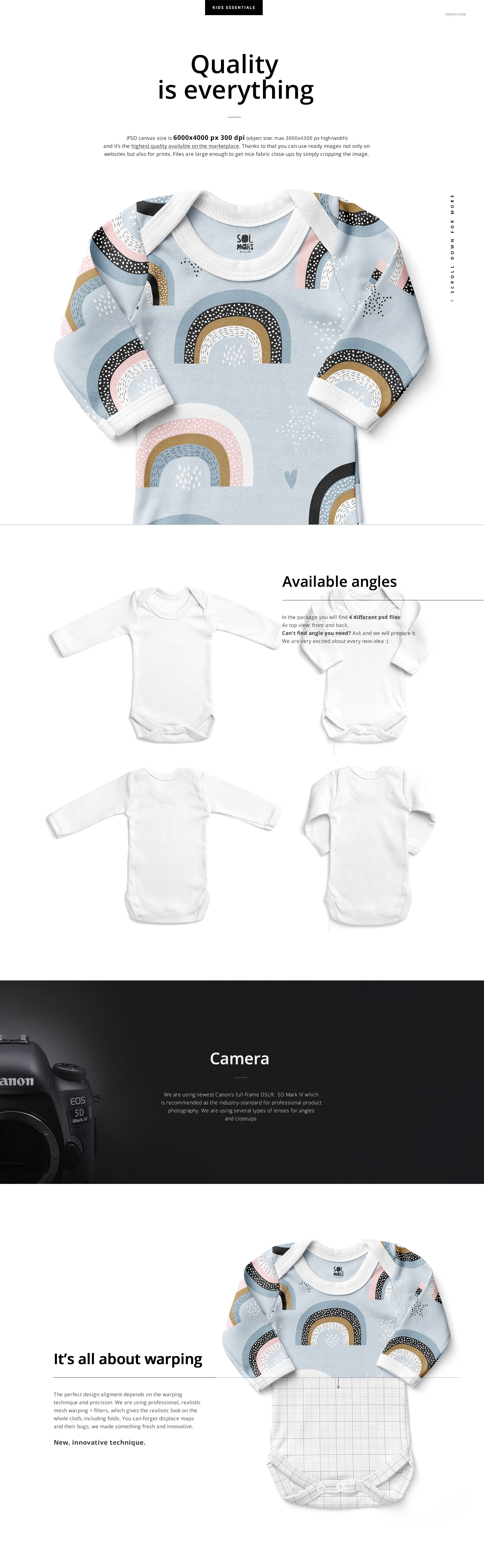 Baby Long Sleeve Bodysuit Mockup Set preview image.