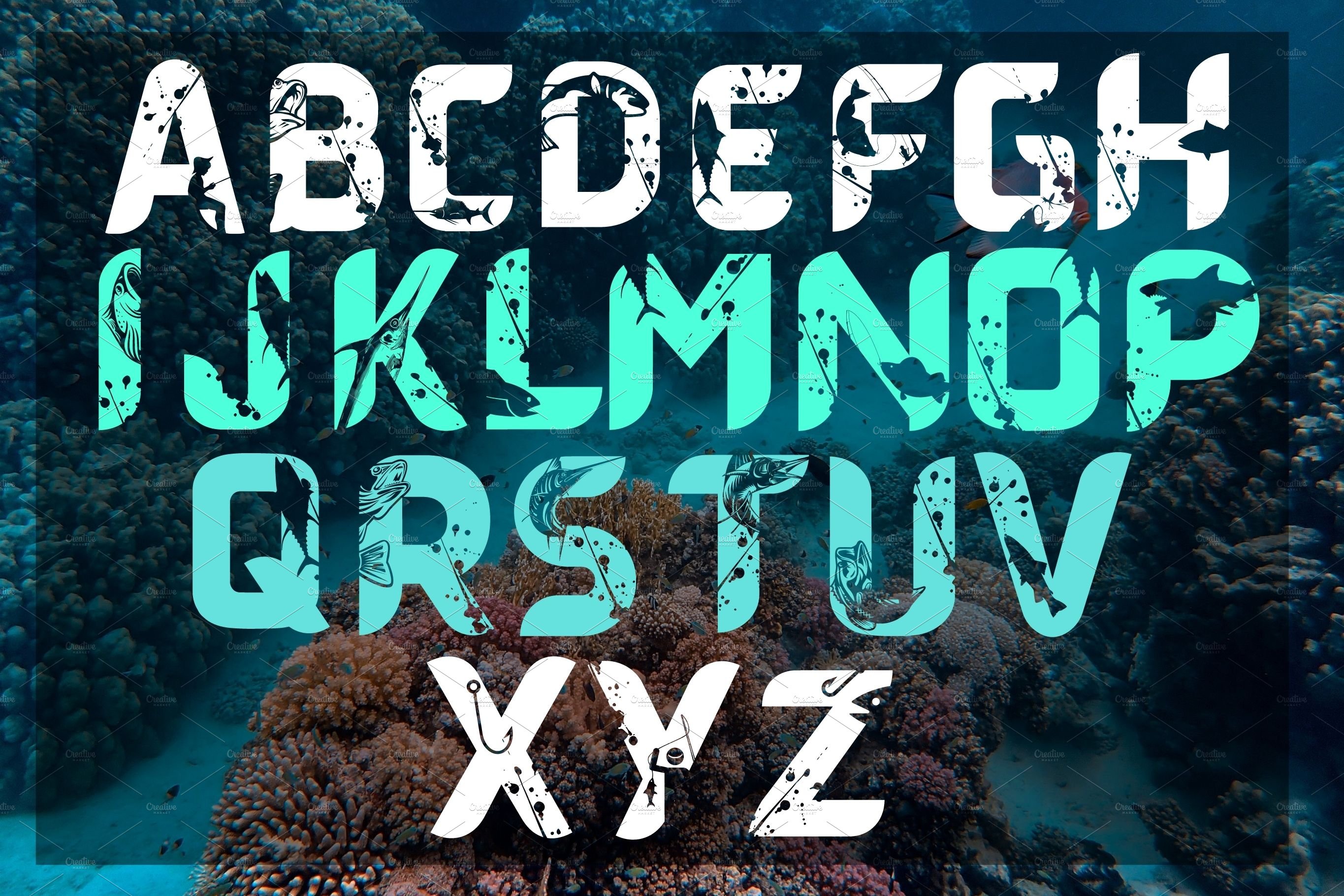 Deep Blue Sea Fishing Font preview image.
