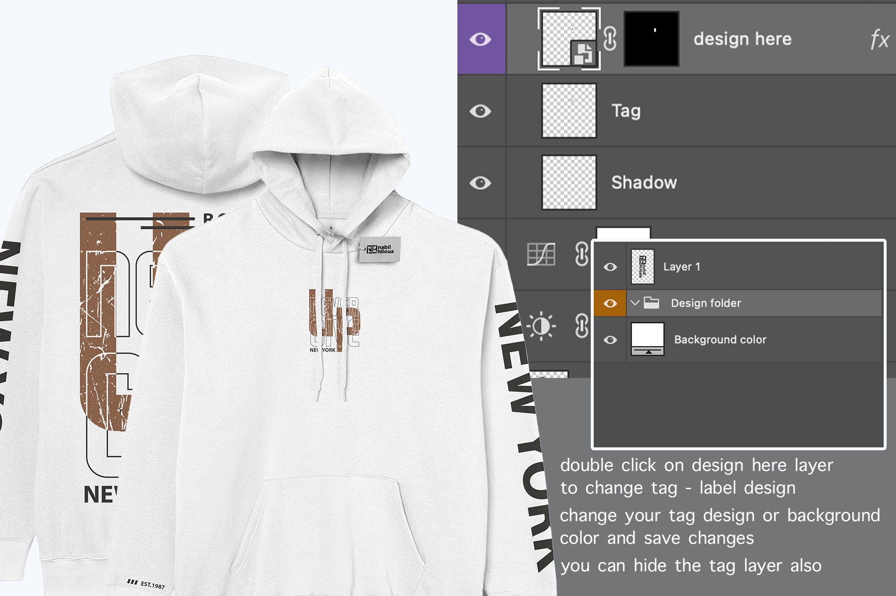 realistic Hoodie PSD Mockup Template preview image.