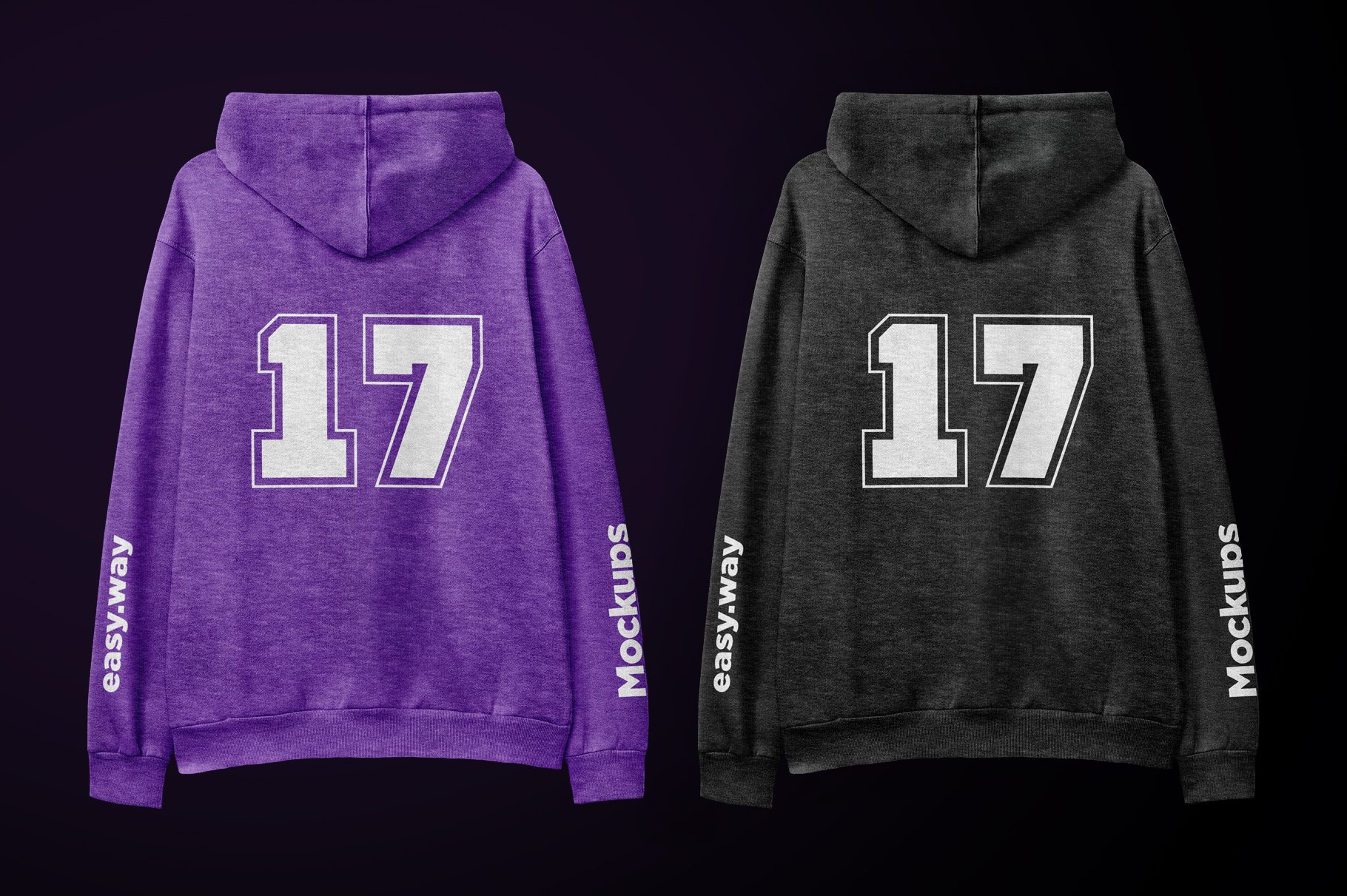 Heather Hoodie Back View PSD Mockup preview image.