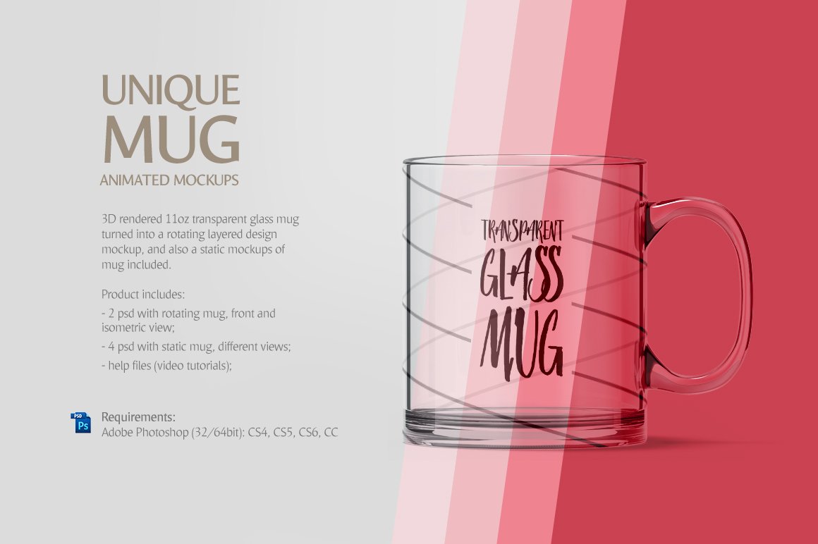 Glass Mug Animated Mockup preview image.