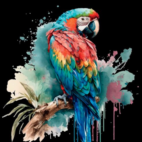 Macaw Watercolor Illustration Set cover image.