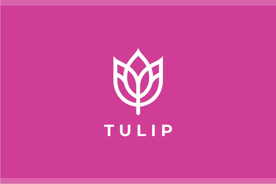 Tulip Flower Logo Template preview image.