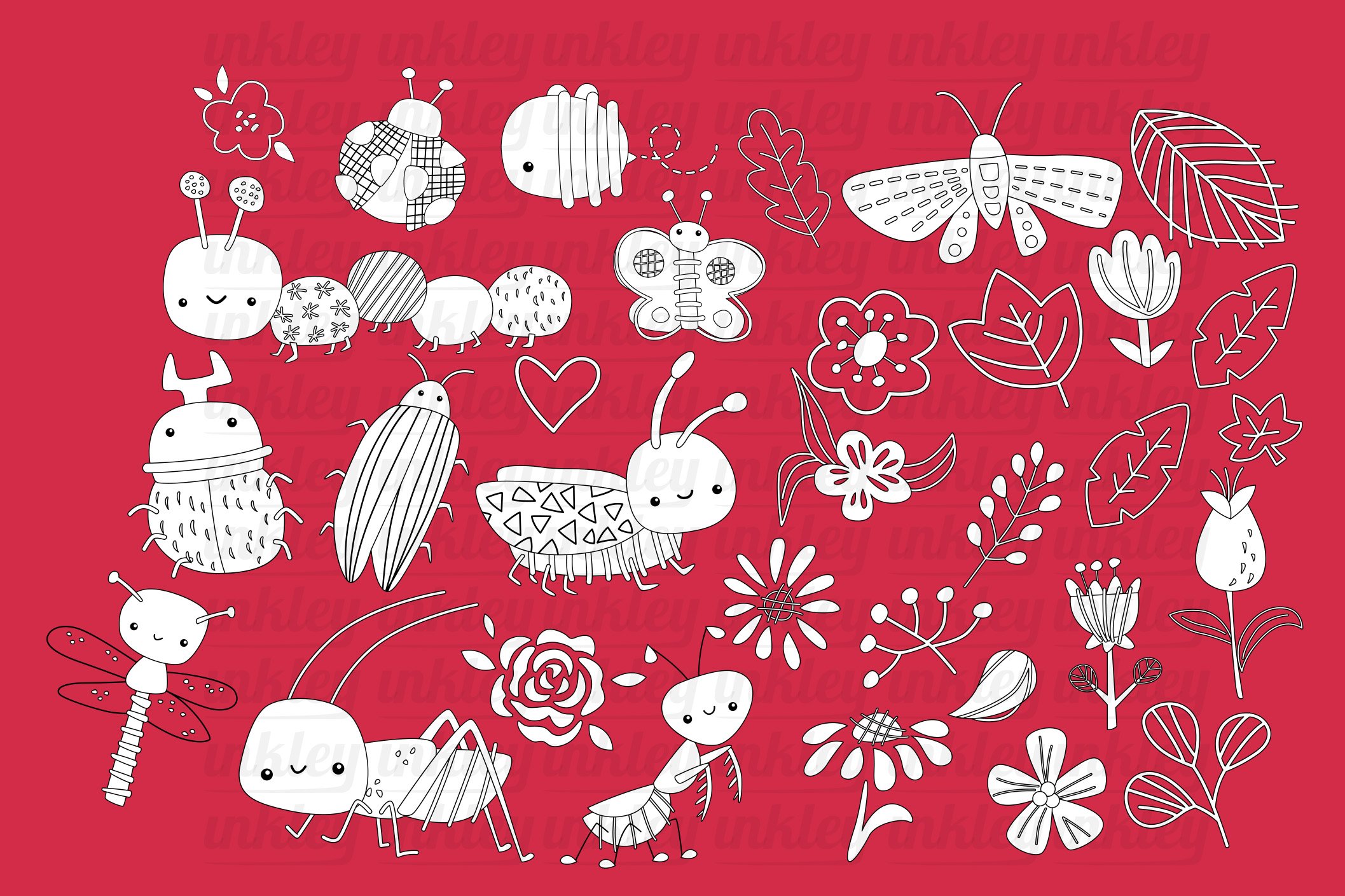 Baby Bug Clipart Types Coloring preview image.