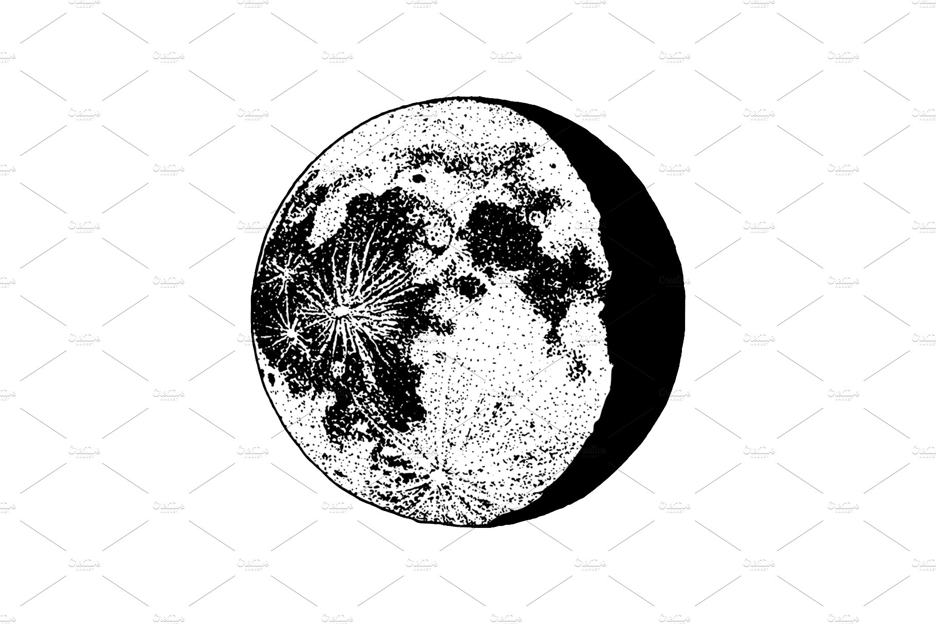 Moon phases 8 steps / Astronomy set preview image.