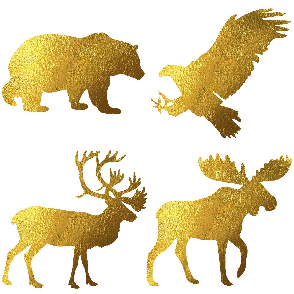 Gold Foil Woodland Animals Clipart preview image.