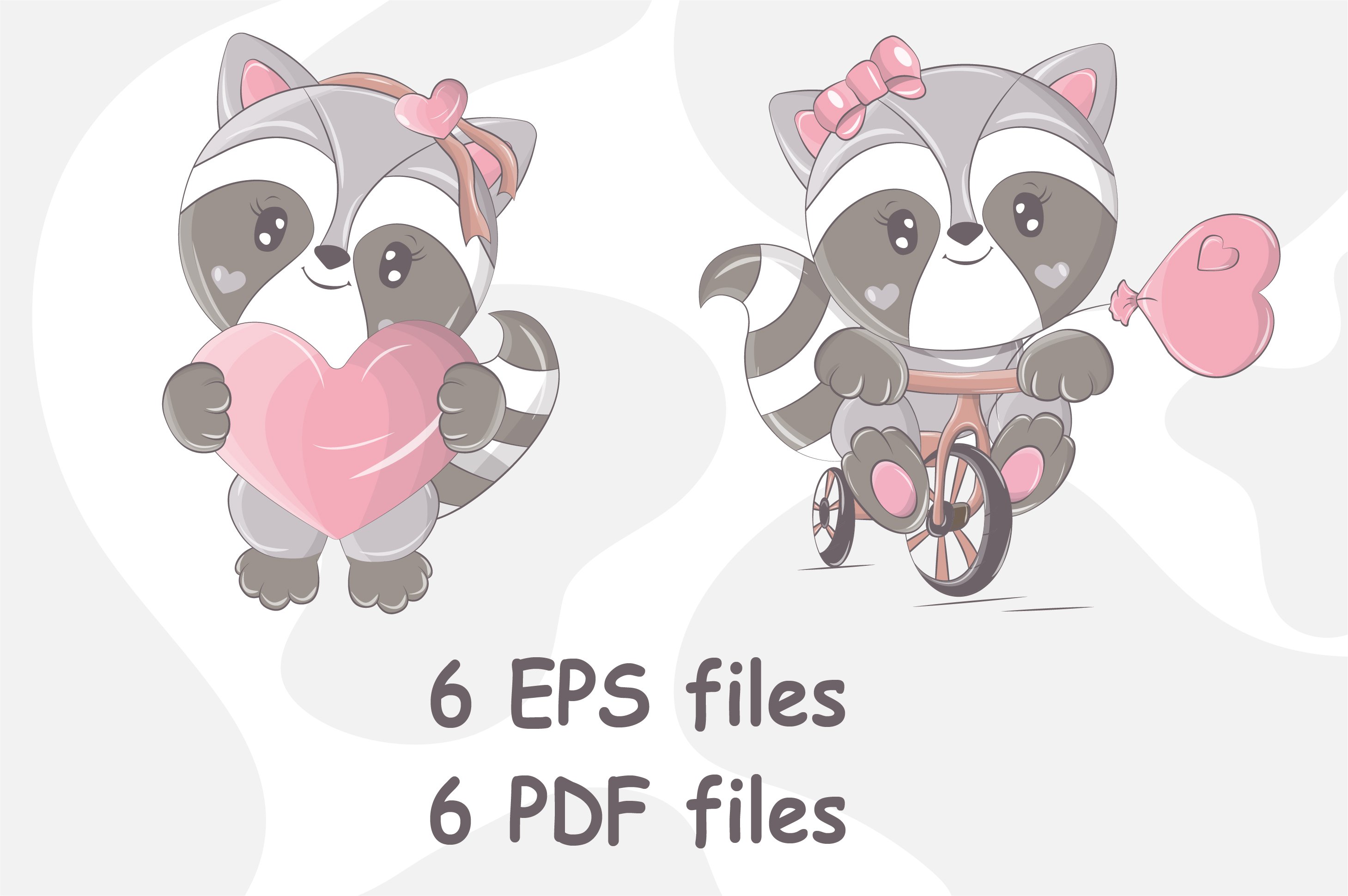 Raccoon Prints Set Cute Animals preview image.