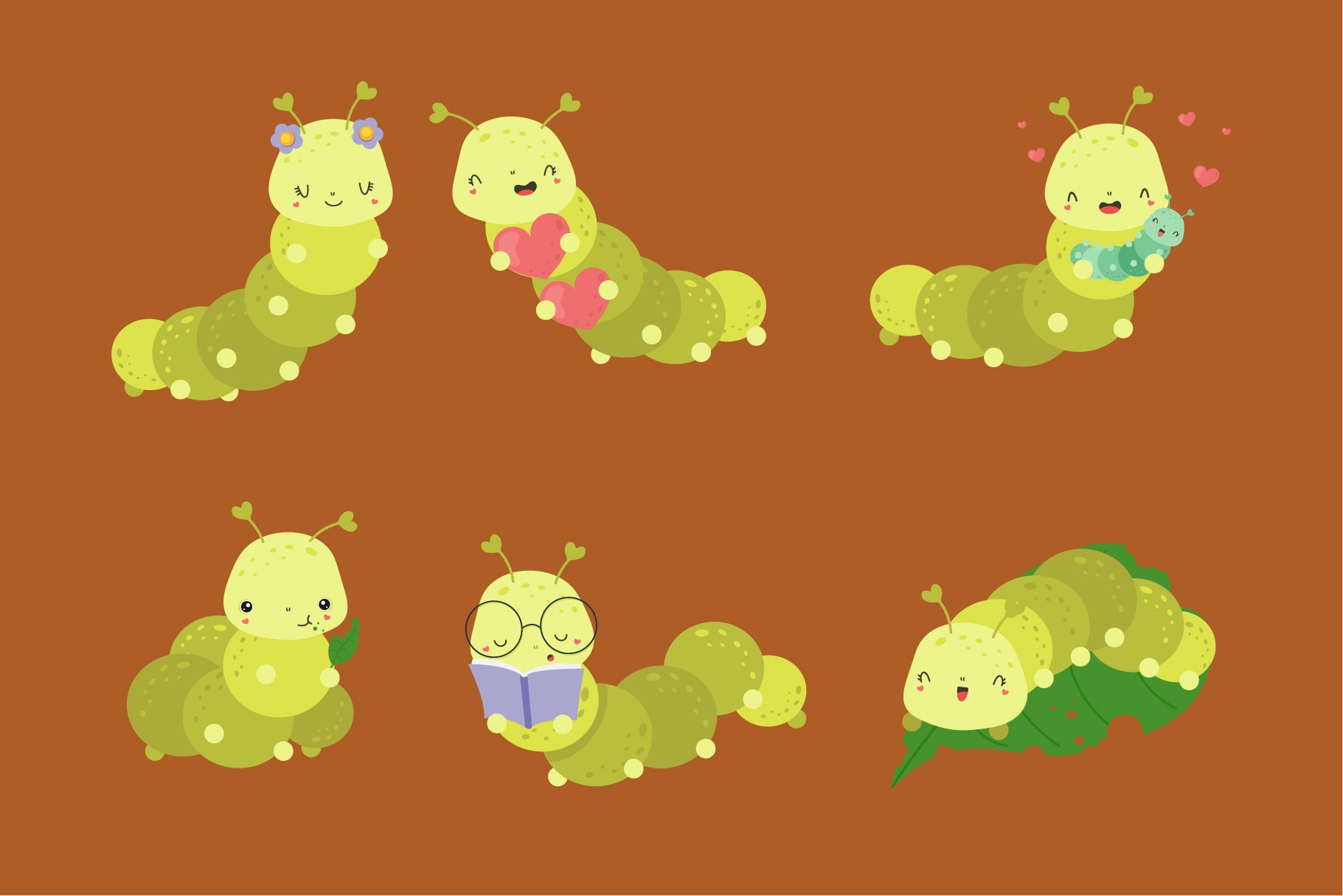 Caterpillars  Clipart , Insects Set preview image.